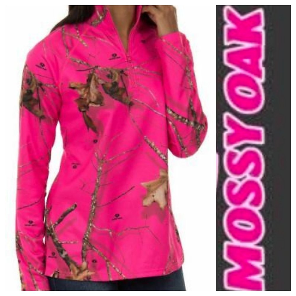 New Mossy Oak 2XL Pullover 1/2 Zip Camo Pink Hunt